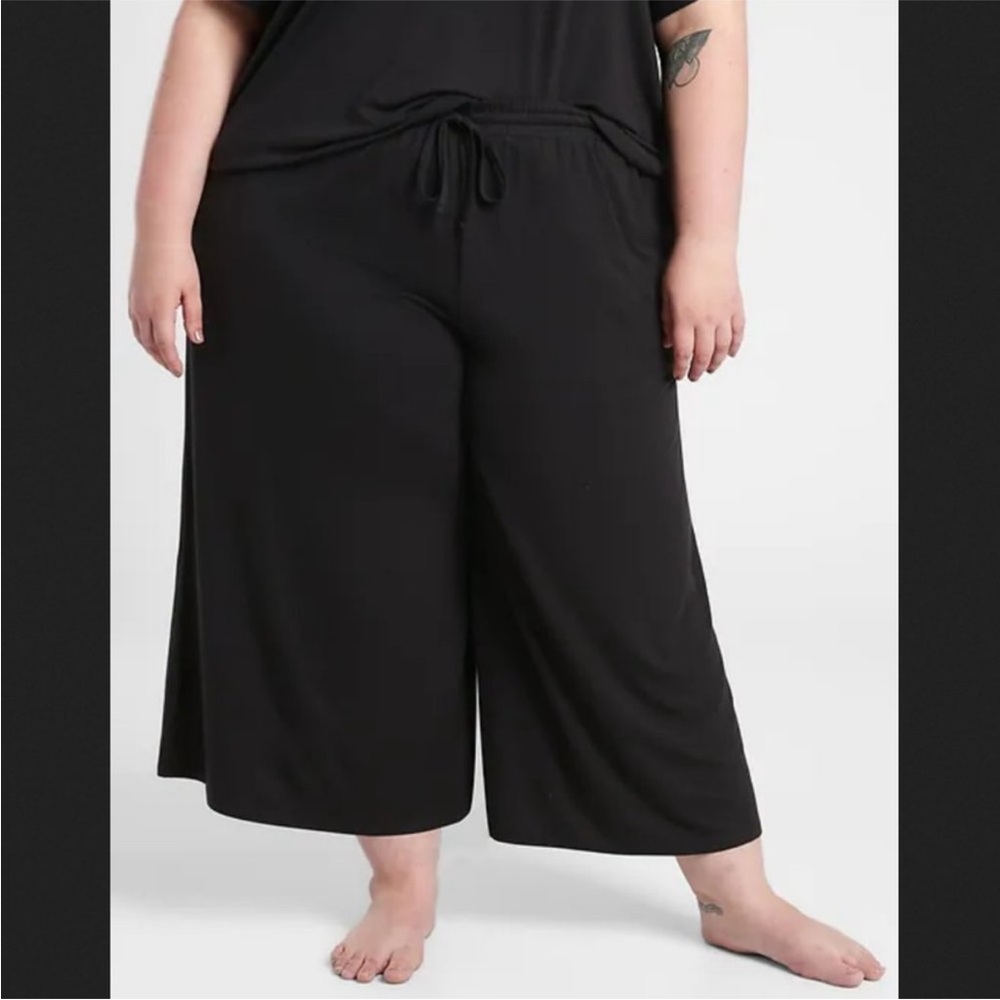 ATHLETA 1X BLACK NIGHTTIME BLISS SLEEP WIDE LEG CROP PAJAMA PANT